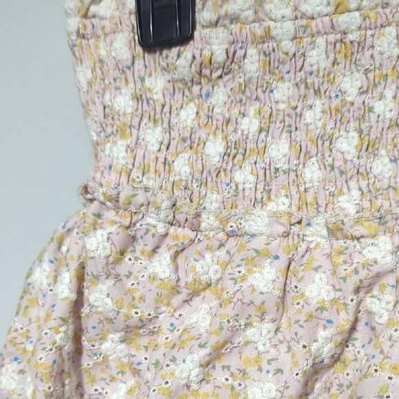 Tan and White Tiered Bubble Mini Skirt - Picture 2 of 6